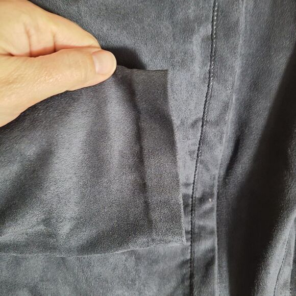 Lysse Women's Size Medium Vegan Suede Zip Moto Jacket Blue-Gray - Picture 5 of 8